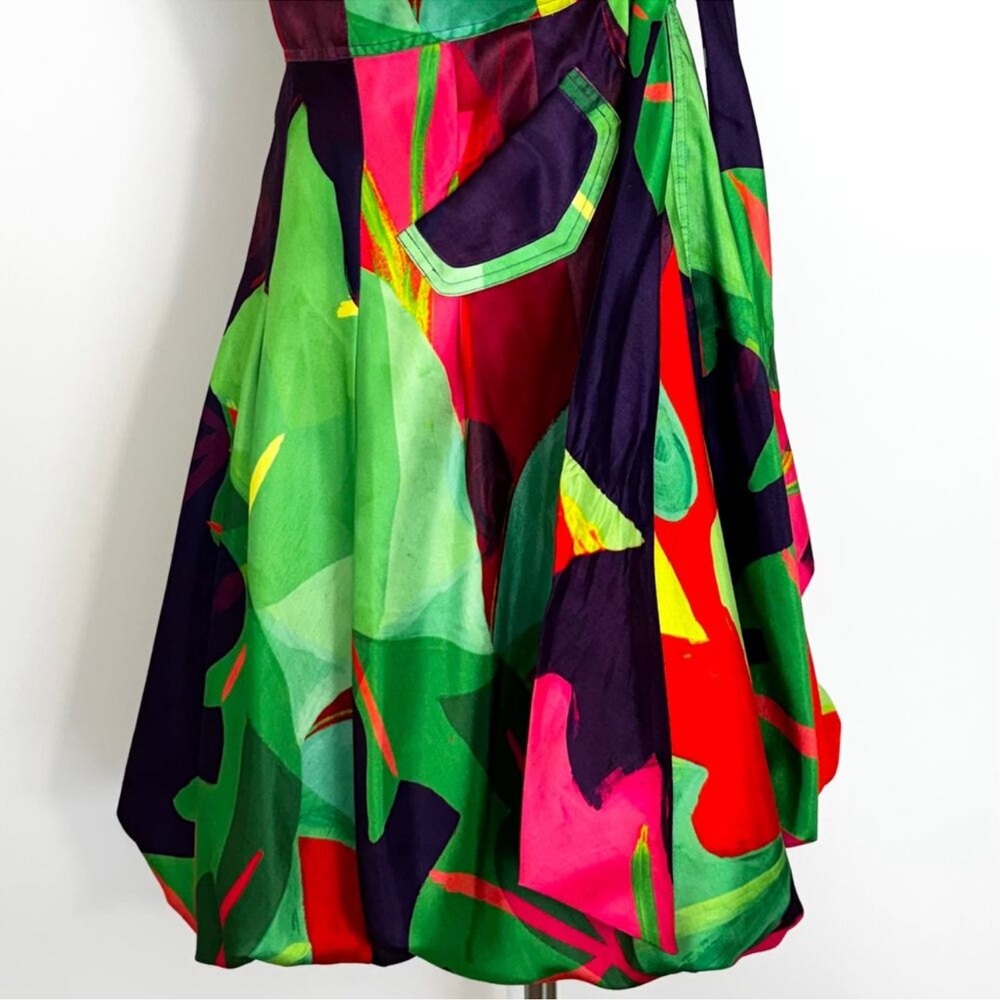 Samuel Dong Double Collared Bubble Dress Multicolor Artsy M